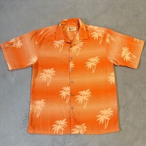 Vintage Aloha Joe Hawaiian Shirt Large Orange Tropical Vacation Luau